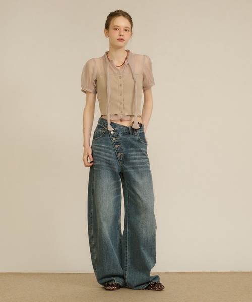 hazyl(ヘイジル)の「layered bustier tops / レイヤードビスチェトップス(シャツ/ブラウス・レディース・アイボリー/グレイッシュベージュ・フリー)」の15枚目の写真