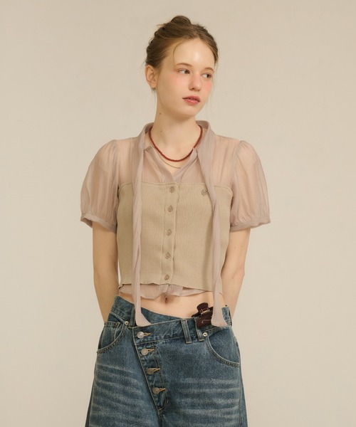 hazyl(ヘイジル)の「layered bustier tops / レイヤードビスチェトップス(シャツ/ブラウス・レディース・アイボリー/グレイッシュベージュ・フリー)」の10枚目の写真