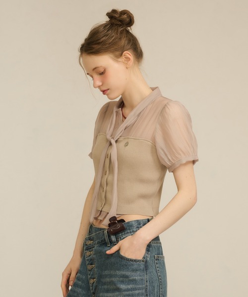 hazyl(ヘイジル)の「layered bustier tops / レイヤードビスチェトップス(シャツ/ブラウス・レディース・アイボリー/グレイッシュベージュ・フリー)」の11枚目の写真