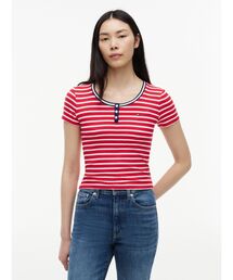 ヘンリーネックスリムショートスリーブTシャツ