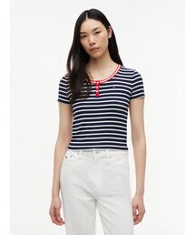 ヘンリーネックスリムショートスリーブTシャツ