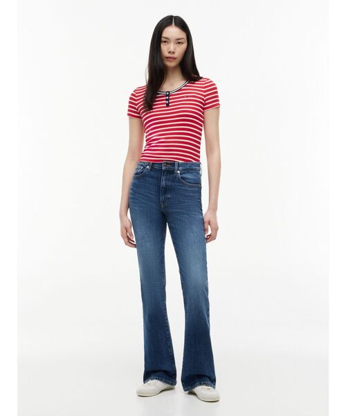 tommy jeans（トミー ジーンズ）の「ヘンリーネックスリムショートスリーブTシャツ（Tシャツ/カットソー・レディース・ブルー/レッド・X-SMALL/SMALL/MEDIUM/LARGE）」の3枚目の写真