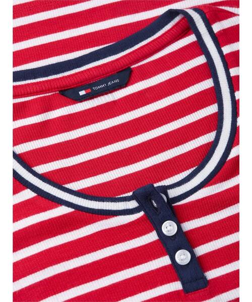 tommy jeans（トミー ジーンズ）の「ヘンリーネックスリムショートスリーブTシャツ（Tシャツ/カットソー・レディース・ブルー/レッド・X-SMALL/SMALL/MEDIUM/LARGE）」の6枚目の写真