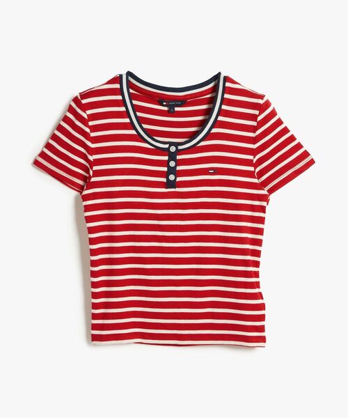 tommy jeans（トミー ジーンズ）の「ヘンリーネックスリムショートスリーブTシャツ（Tシャツ/カットソー・レディース・ブルー/レッド・X-SMALL/SMALL/MEDIUM/LARGE）」の7枚目の写真