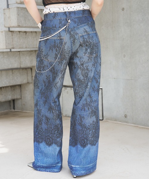 SOEMIN(ソミン)の「Lace denim print pants/レースデニムプリントパンツ(その他パンツ・レディース・ブルー・S/M)」の8枚目の写真