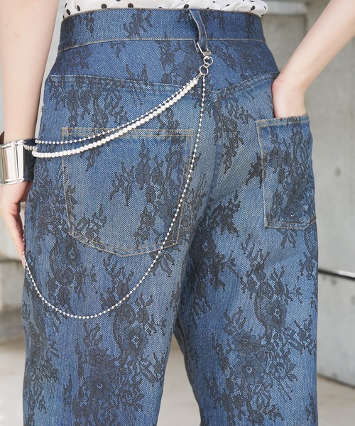 SOEMIN(ソミン)の「Lace denim print pants/レースデニムプリントパンツ(その他パンツ・レディース・ブルー・S/M)」の9枚目の写真
