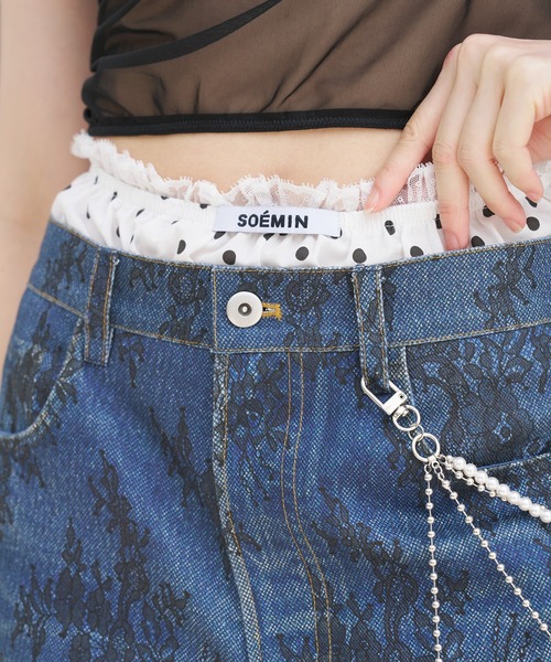 SOEMIN(ソミン)の「Lace denim print pants/レースデニムプリントパンツ(その他パンツ・レディース・ブルー・S/M)」の10枚目の写真