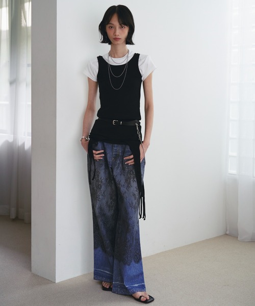 SOEMIN(ソミン)の「Lace denim print pants/レースデニムプリントパンツ(その他パンツ・レディース・ブルー・S/M)」の22枚目の写真