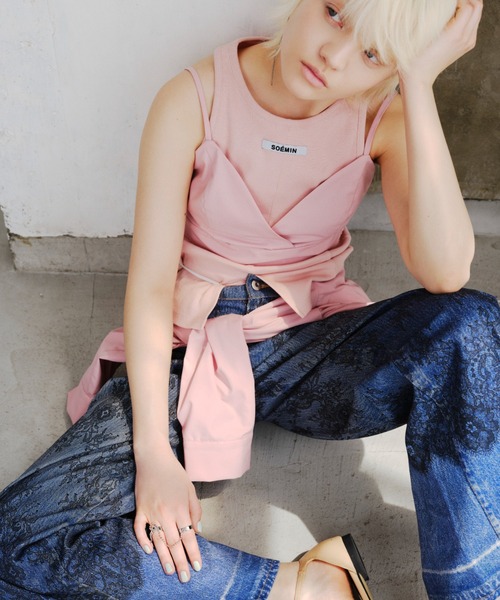 SOEMIN(ソミン)の「Lace denim print pants/レースデニムプリントパンツ(その他パンツ・レディース・ブルー・S/M)」の3枚目の写真