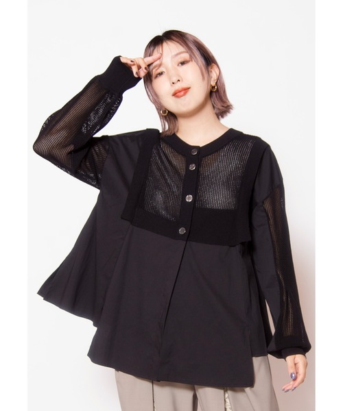 OSMOSIS（オズモーシス）の「2WAYメッシュニット切替プルオーバー（ニット/セーター・レディース・ブラック/ブラック×ホワイト/グレー×ホワイト・ONE SIZE）」の2枚目の写真
