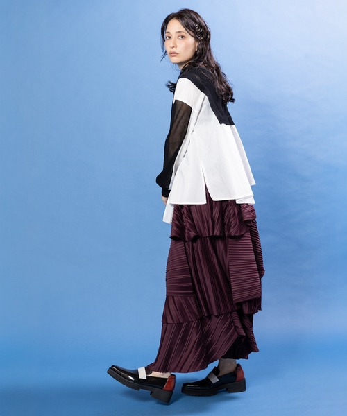 OSMOSIS（オズモーシス）の「2WAYメッシュニット切替プルオーバー（ニット/セーター・レディース・ブラック/ブラック×ホワイト/グレー×ホワイト・ONE SIZE）」の9枚目の写真