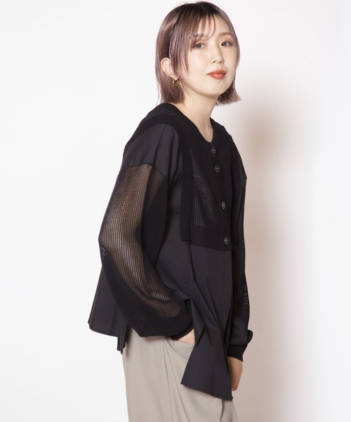 OSMOSIS（オズモーシス）の「2WAYメッシュニット切替プルオーバー（ニット/セーター・レディース・ブラック/ブラック×ホワイト/グレー×ホワイト・ONE SIZE）」の22枚目の写真
