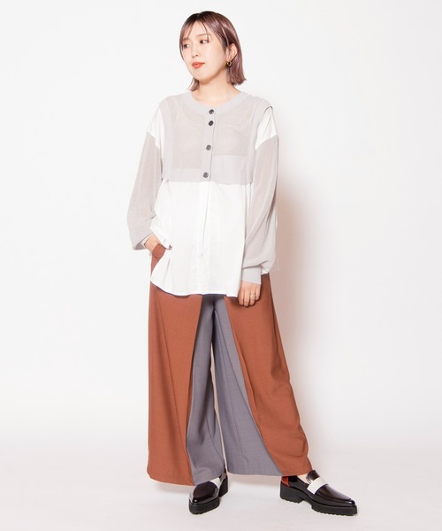 OSMOSIS（オズモーシス）の「2WAYメッシュニット切替プルオーバー（ニット/セーター・レディース・ブラック/ブラック×ホワイト/グレー×ホワイト・ONE SIZE）」の21枚目の写真