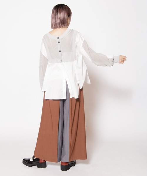 OSMOSIS（オズモーシス）の「2WAYメッシュニット切替プルオーバー（ニット/セーター・レディース・ブラック/ブラック×ホワイト/グレー×ホワイト・ONE SIZE）」の16枚目の写真