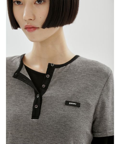 emmi（エミ）の「レイヤードカットソー（Tシャツ/カットソー・レディース・その他/ブラウン/グレー・F）」の7枚目の写真