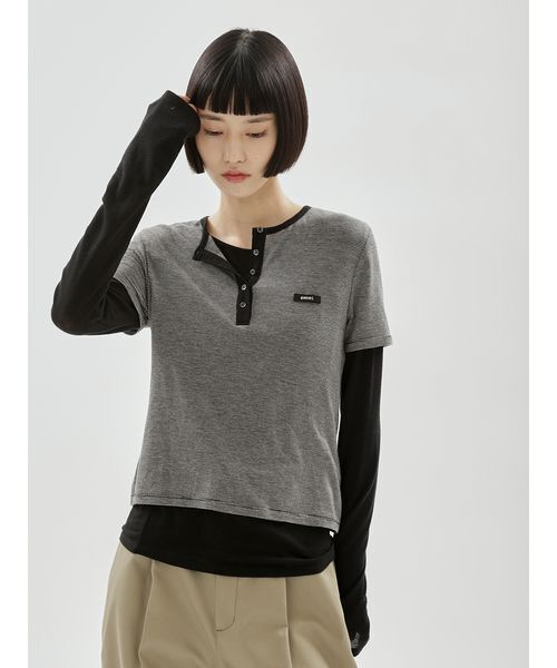emmi（エミ）の「レイヤードカットソー（Tシャツ/カットソー・レディース・その他/ブラウン/グレー・F）」の10枚目の写真