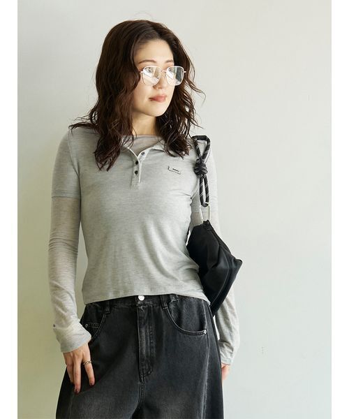 emmi（エミ）の「レイヤードカットソー（Tシャツ/カットソー・レディース・その他/ブラウン/グレー・F）」の14枚目の写真