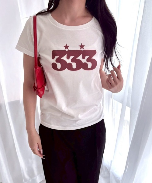 fiere（フィエール）の「ビッグナンバープリント半袖Ｔシャツ（Tシャツ/カットソー・レディース・ホワイト・WM）」の4枚目の写真