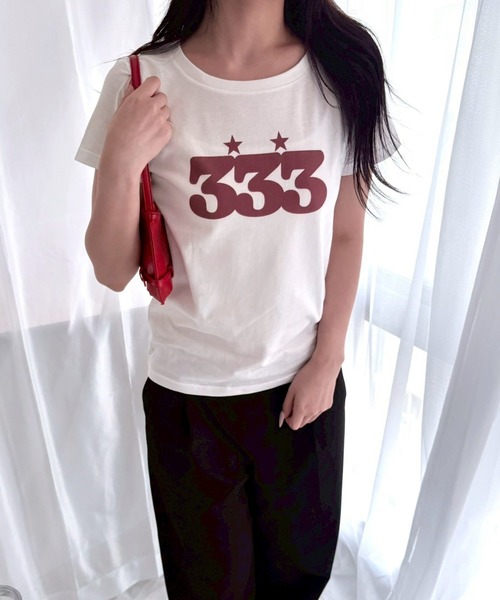 fiere（フィエール）の「ビッグナンバープリント半袖Ｔシャツ（Tシャツ/カットソー・レディース・ホワイト・WM）」の5枚目の写真