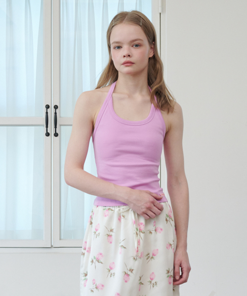 OPENING SUNSHINE(オープニングサンシャイン)の「ラベルホルターネックジャージトップ ピンク(Tシャツ/カットソー・レディース・その他・FREE)」の2枚目の写真