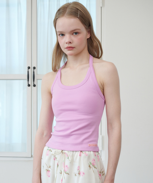 OPENING SUNSHINE(オープニングサンシャイン)の「ラベルホルターネックジャージトップ ピンク(Tシャツ/カットソー・レディース・その他・FREE)」の4枚目の写真