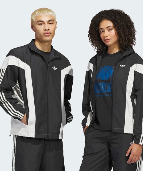 adidas(アディダス)の「オリジナルス バスケットボール ウインドブレーカー ジャケット / アディダスオリジナルス adidas Originals(ブルゾン・メンズ・ブラック・X-SMALL/X-LARGE/MEDIUM/SMALL/LARGE/XX-LARGE)」の1枚目の写真