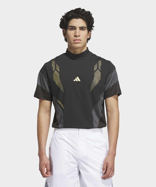 adidas(アディダス)の「コードカオス モックネック 半袖ポロシャツ【adidas Golf/アディダスゴルフ】(ポロシャツ・メンズ・ブラック・SMALL/MEDIUM/LARGE/X-LARGE/XX-LARGE/3XL)」の1枚目の写真