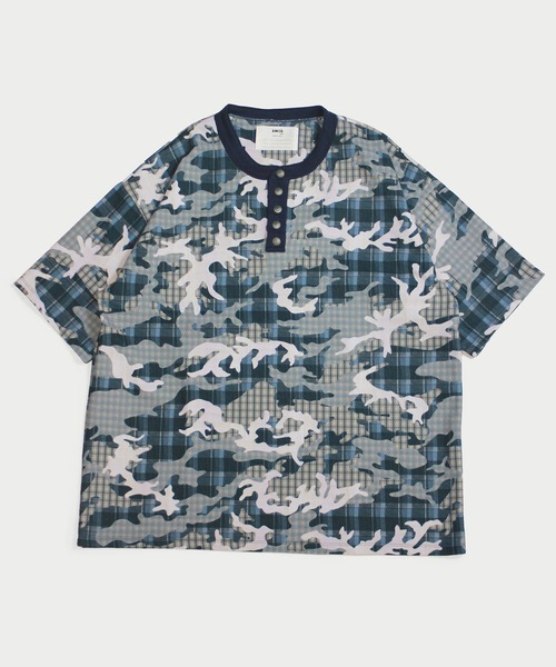 amok(アモク)の「CHECK CAMO HENRY TEE(Tシャツ/カットソー・メンズ・カーキ/ブルー・M/L/S)」の5枚目の写真
