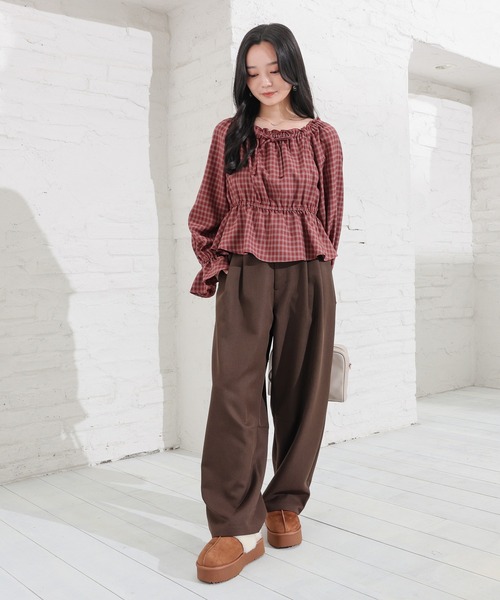 Honeys(ハニーズ)の「カーブパンツ(スラックス・レディース・ヘザーチャコール/ブラウン/ブラック・L/LL/M/S/SS)」の11枚目の写真