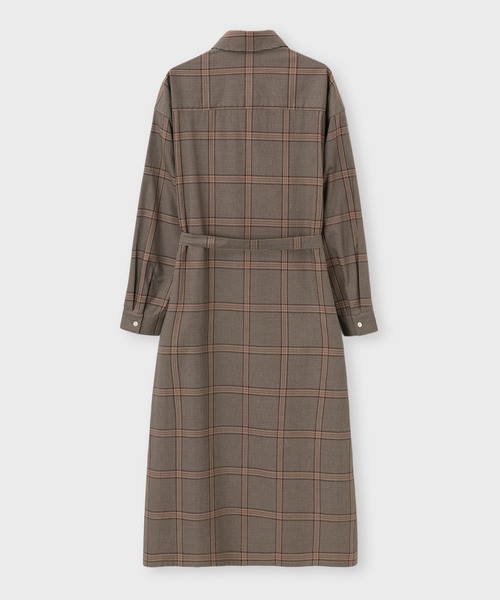 WOMEN]グレンチェック ベルト付き シャツワンピース（シャツワンピース