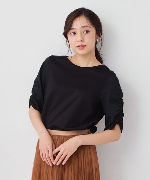 COUP DE CHANCE（クードシャンス）の「【手洗い可／日本製】袖ギャザーカットソー（Tシャツ/カットソー・レディース・オフホワイト/ボルドー/ベージュ系4/ブラック・34/38）」の11枚目の写真