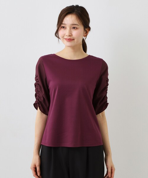 COUP DE CHANCE（クードシャンス）の「【手洗い可／日本製】袖ギャザーカットソー（Tシャツ/カットソー・レディース・オフホワイト/ボルドー/ベージュ系4/ブラック・34/38）」の21枚目の写真