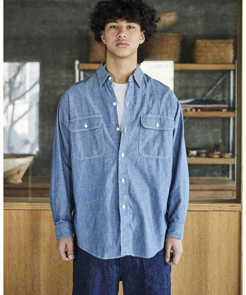 orSlow(オアスロウ)の「orSlow | シャンブレー フラップポケットワークシャツ MEN(シャツ/ブラウス・メンズ・ブルー系その他・4/5/3)」の2枚目の写真