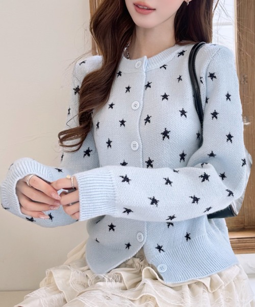 Ada.（エイダ）の「星柄 フロントボタン ニット カーディガン（カーディガン/ボレロ・レディース・ブルー/グレー/ブラック・FREE）」の9枚目の写真
