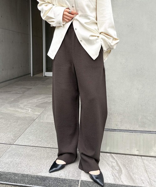 andme(アンドミー)の「ニットカーブパンツ(その他パンツ・レディース・ブラック/チャコールグレー/ブラウン/オフホワイト・L/M)」の4枚目の写真