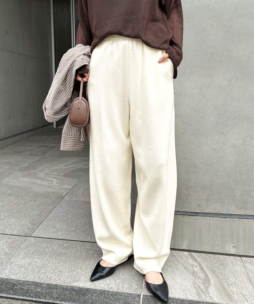 andme(アンドミー)の「ニットカーブパンツ(その他パンツ・レディース・ブラック/チャコールグレー/ブラウン/オフホワイト・L/M)」の1枚目の写真