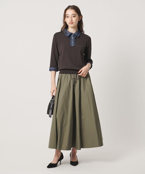 UNITED ARROWS（ユナイテッドアローズ）の「タフタ ジップ フレアスカート ‐ウォッシャブル‐（スカート・レディース・オリーブ/ブラック/ダークブラウン・36/38）」の11枚目の写真