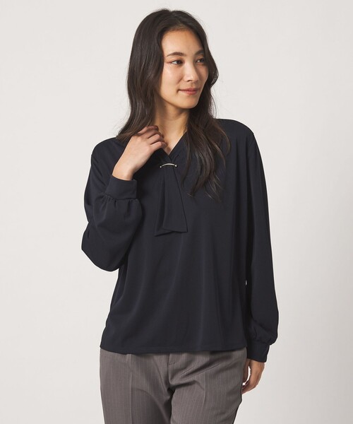 A DAY IN THE LIFE UNITED ARROWS（アデイインザライフユナイテッドアローズ）の「スムース ボウタイカットソー ＜A DAY IN THE LIFE＞（Tシャツ/カットソー・レディース・ライトブルー/オフホワイト/ネイビー・FREE）」の4枚目の写真