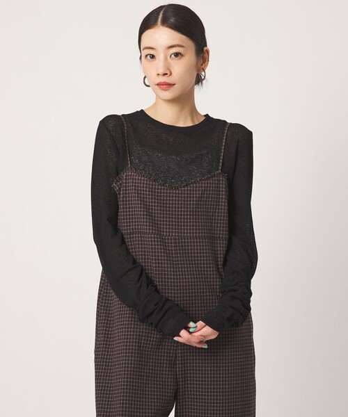 CITEN(シテン)の「<CITEN>シャーリングシアーワッフルトップ(Tシャツ/カットソー・レディース・オフホワイト/ブラック・FREE)」の2枚目の写真
