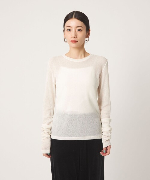 CITEN(シテン)の「<CITEN>シャーリングシアーワッフルトップ(Tシャツ/カットソー・レディース・オフホワイト/ブラック・FREE)」の3枚目の写真