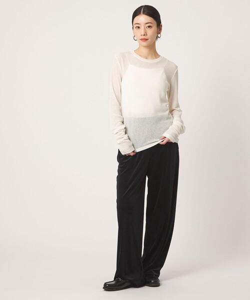 CITEN(シテン)の「<CITEN>シャーリングシアーワッフルトップ(Tシャツ/カットソー・レディース・オフホワイト/ブラック・FREE)」の4枚目の写真