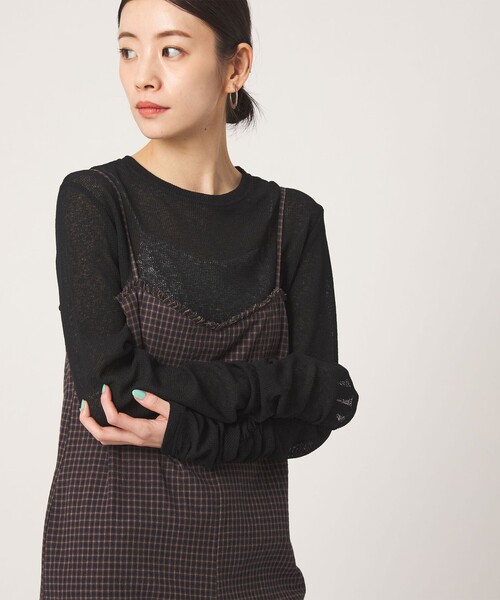 CITEN(シテン)の「<CITEN>シャーリングシアーワッフルトップ(Tシャツ/カットソー・レディース・オフホワイト/ブラック・FREE)」の5枚目の写真