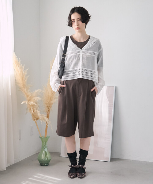 FREAK'S STORE（フリークスストア）の「レースセーラーブラウス/セーラーカラーブラウス（シャツ/ブラウス・レディース・オフホワイト/ブラック・ﾌﾘ-）」の8枚目の写真