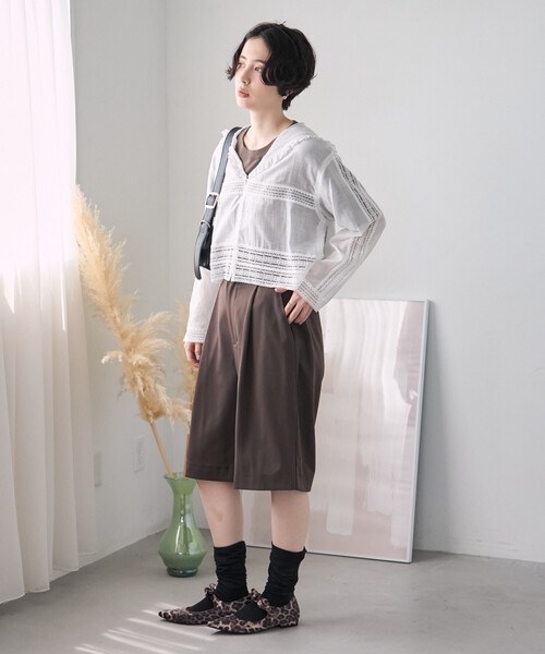 FREAK'S STORE（フリークスストア）の「レースセーラーブラウス/セーラーカラーブラウス（シャツ/ブラウス・レディース・オフホワイト/ブラック・ﾌﾘ-）」の5枚目の写真