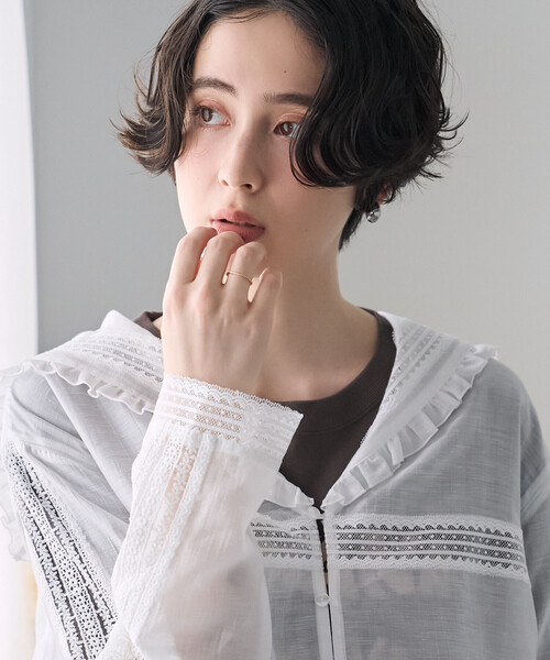 FREAK'S STORE（フリークスストア）の「レースセーラーブラウス/セーラーカラーブラウス（シャツ/ブラウス・レディース・オフホワイト/ブラック・ﾌﾘ-）」の10枚目の写真