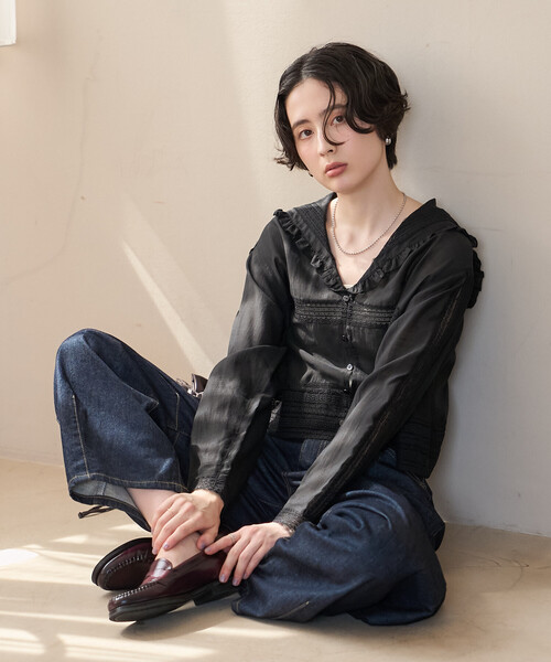 FREAK'S STORE（フリークスストア）の「レースセーラーブラウス/セーラーカラーブラウス（シャツ/ブラウス・レディース・オフホワイト/ブラック・ﾌﾘ-）」の19枚目の写真