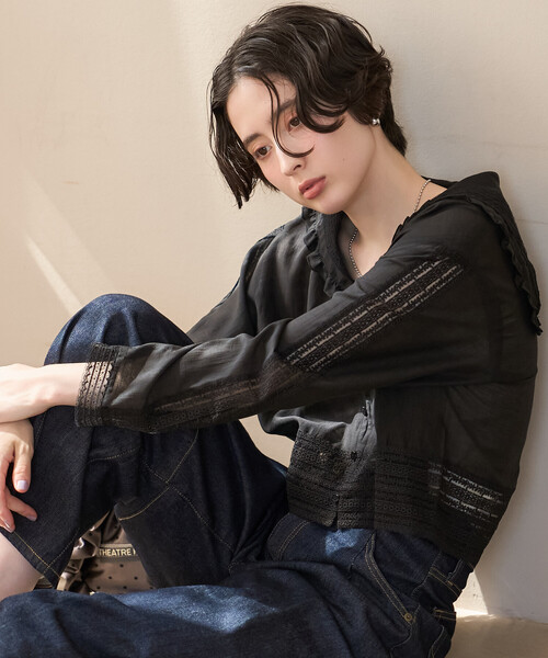 FREAK'S STORE（フリークスストア）の「レースセーラーブラウス/セーラーカラーブラウス（シャツ/ブラウス・レディース・オフホワイト/ブラック・ﾌﾘ-）」の21枚目の写真