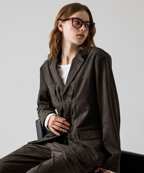 CLEL(クレイル)の「【CLEL】Double Tech Fade Jacket / ダブルテックフェード ジャケット【セットアップ対応】(テーラードジャケット・メンズ・チャコールグレー/ブラウン/ブラック・XS/M/S/L)」の3枚目の写真