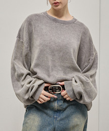 【Alfred Alex】Sweat-Like Vintage Washed Knit / ヴィンテージ加工 スノーウォッシュ スウェットライクニット
