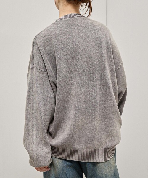 Alfred Alex(アルフレッドアレックス)の「【Alfred Alex】Sweat-Like Vintage Washed Knit / ヴィンテージ加工 スノーウォッシュ スウェットライクニット(ニット/セーター・メンズ・ブラック/ダークネイビー/グレー/プラム・M/L)」の14枚目の写真